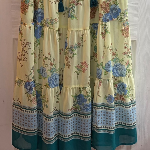 NEW EASEL BORDER PRINTED CHALLIS MAXI DRESS FLOWY LOOSE FLORAL SIZE SMALL LINED - Picture 8 of 8